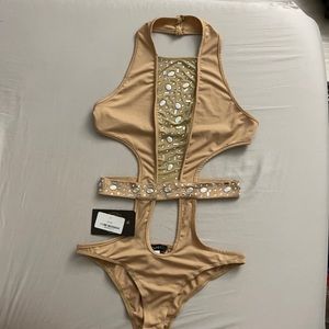 One piece swim suit with jewels